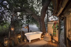 Kanga Camp outdoor bath, Zimbabwe