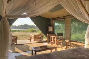 Luxury safari tent at Flatdogs Camp, Zambia