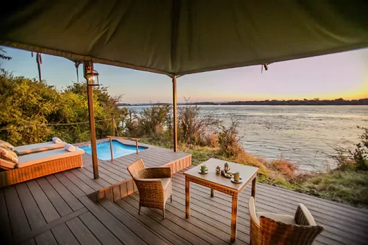 Old Drift Lodge deck, Zimbabwe